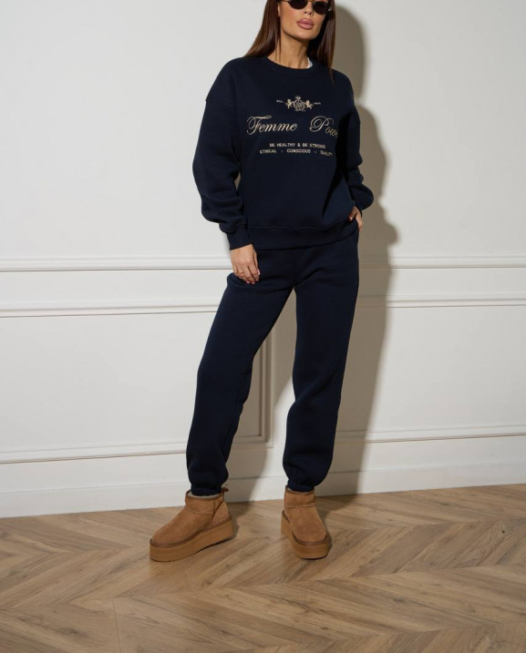 59/1 спортивний костюм на флісі з вишивкою світшот з джогерами 